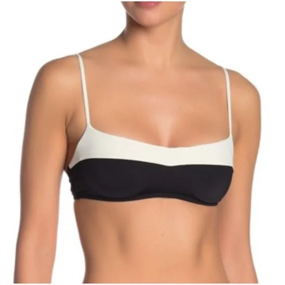 L Space L60010 Candy Bikini Top Black/Cream Women’s Size Large (D) - Picture 1 of 6
